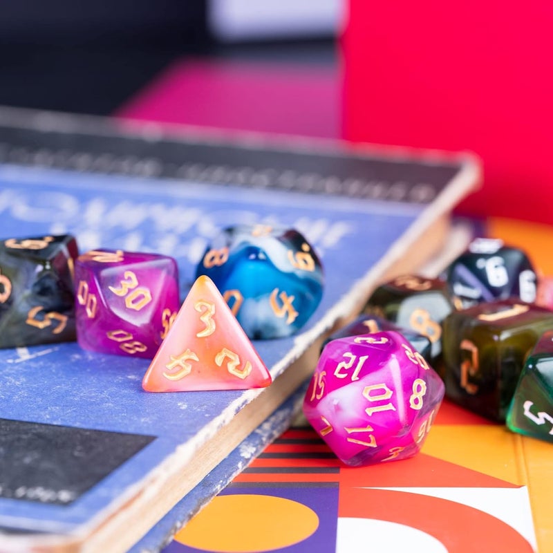 Poludie 5 Sets DND Dice Polyhedral Dice Set (35pcs) with 1 Large Leather Bag, D&D Dice Set for RPG Table Games. (5Sets-Tricolor) - Image 3